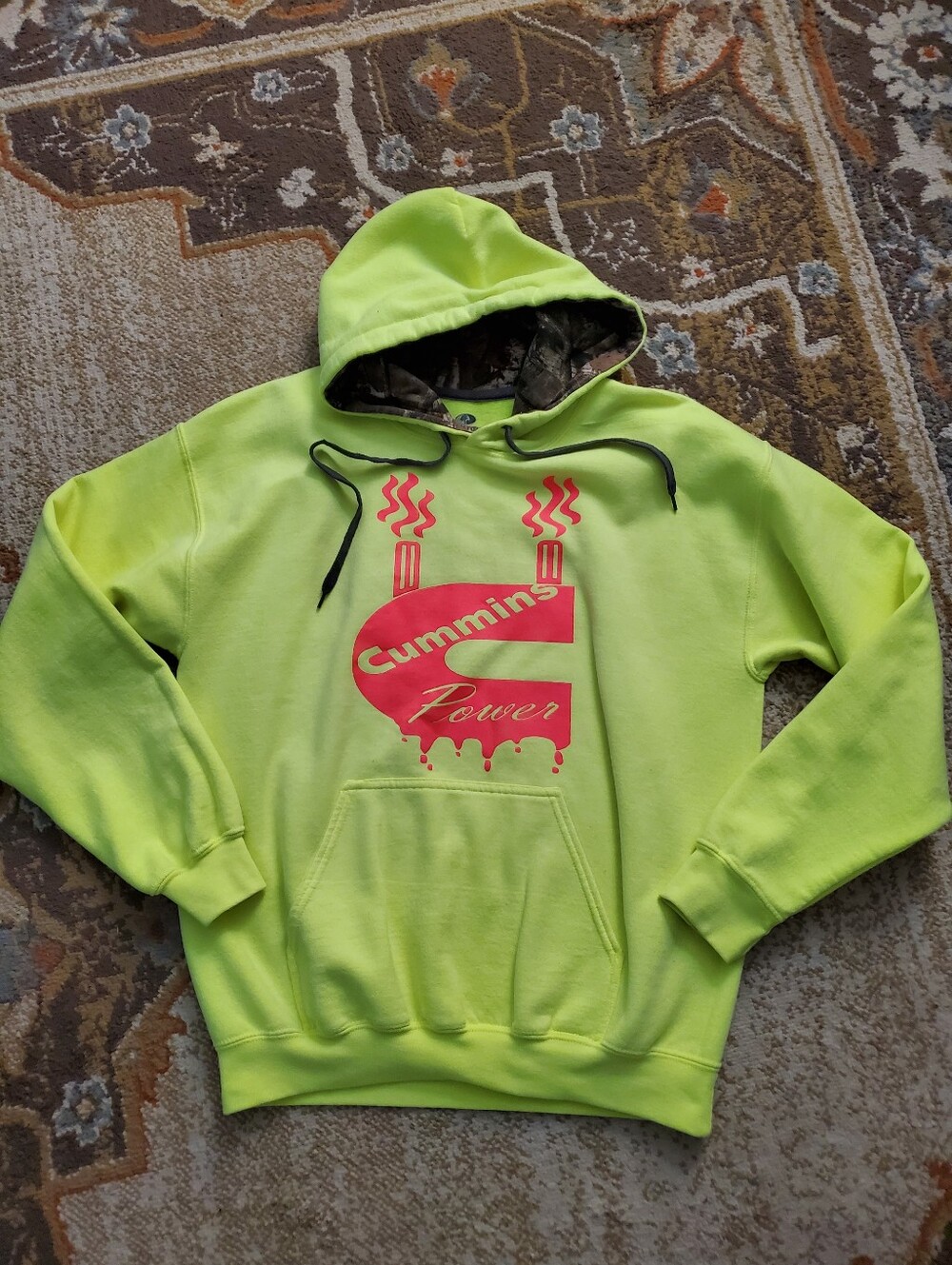 MOSSY OAK Cummins Hi-Vis Neon Camo Hoodie M